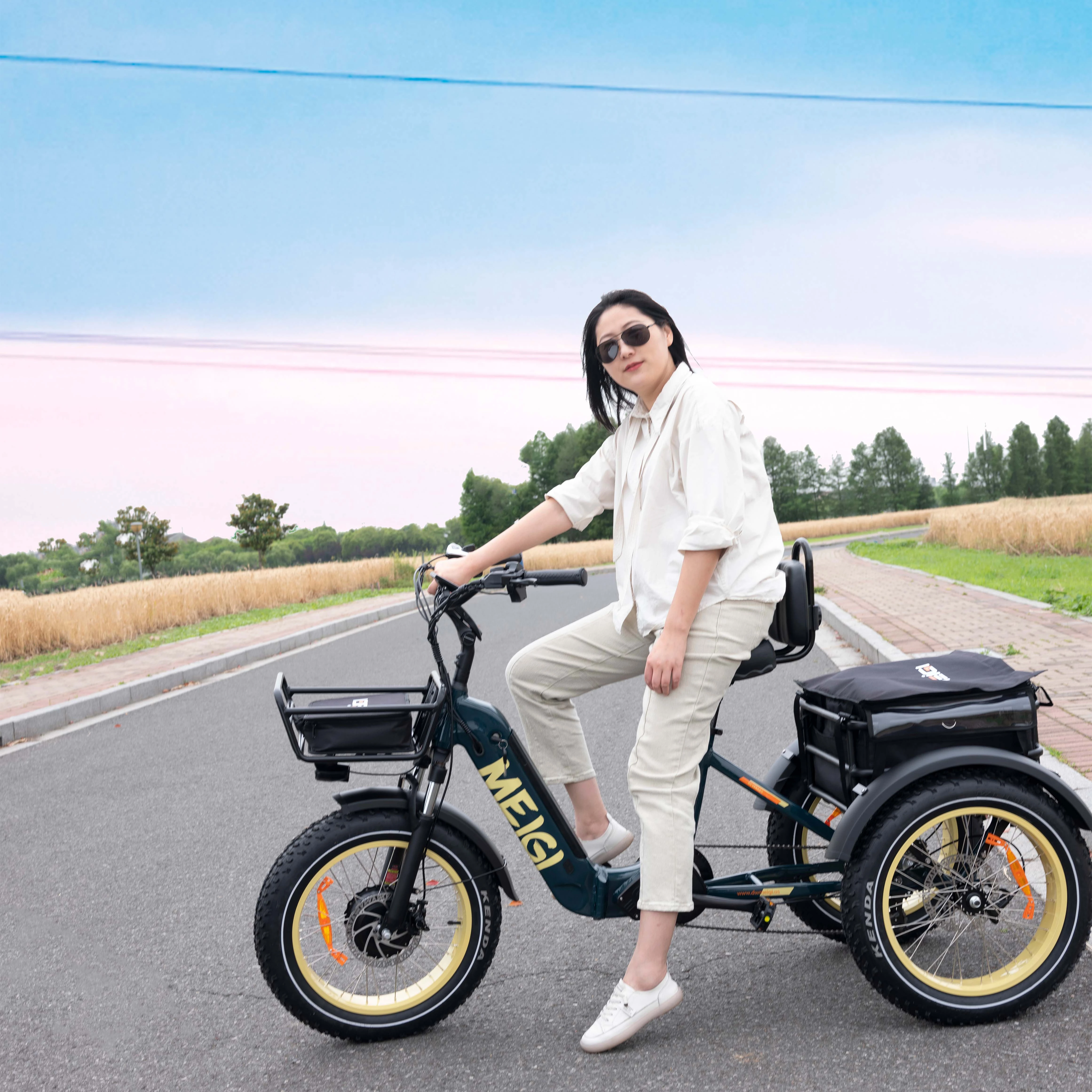 folding electric tricycle 3 wheel electric trike bike 20 inch with big basket  750W electric tricycle with  Hydraulic disc brake