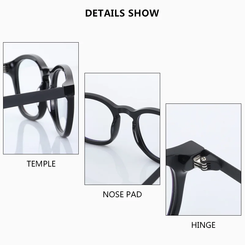 ZENOTTIC Fancy Top Quality Fashion Full-Rim Eyewear Round Retro Acetate Frame Optical Women Men Glasses Eyeglasses Frames