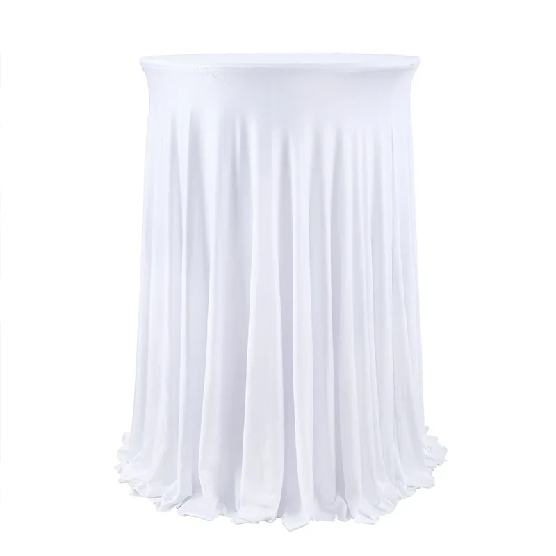 Solid Color Round Table Cloth for Hotel Conference Cocktail or Banquet High Feet Bar Table Skirt for Wedding Decorations