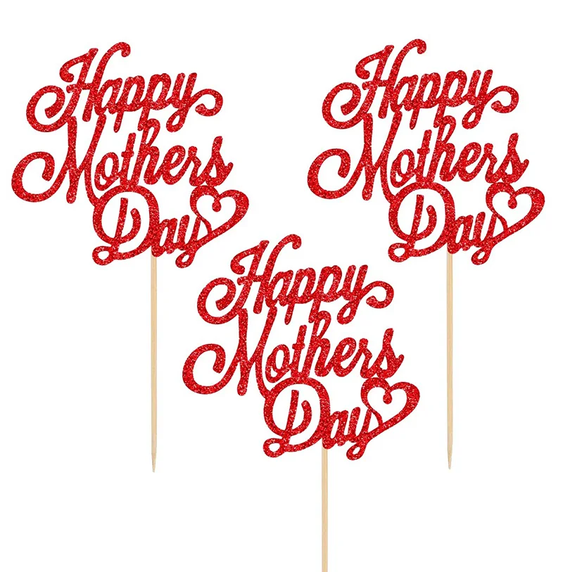 Happy Mothers Day Cakes Topper Glitter Personal Dropship Laser Cut Craft Festive Party Supplies