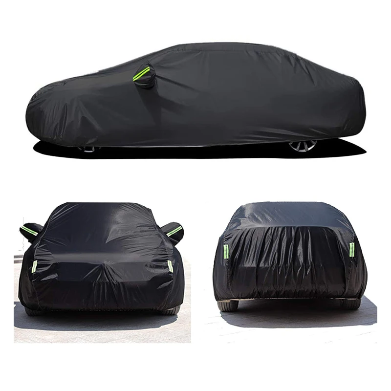 190  Polyester taffeta hot-sellingUniversal Full Black Car Covers Outdoor UV Snow Resistant Sun Protection Cover for Suv Jeep Se