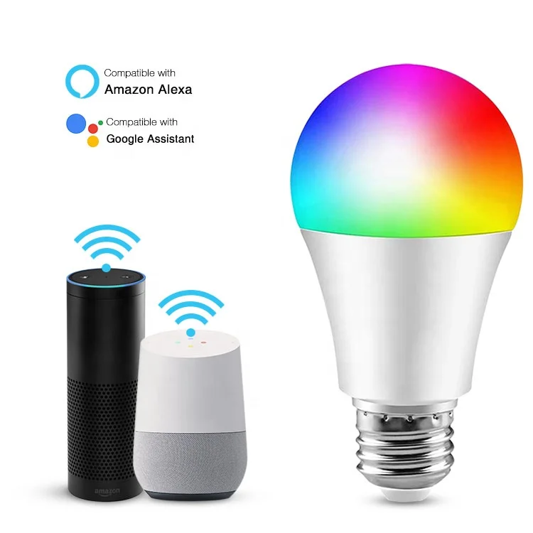 
10W 1100lm Smart Bulbs Wifi Light Bulbs RGB Colour WIFI LED Light Lamp Lghting SMD 5050 Rohs Color Changing Work With Alexa 