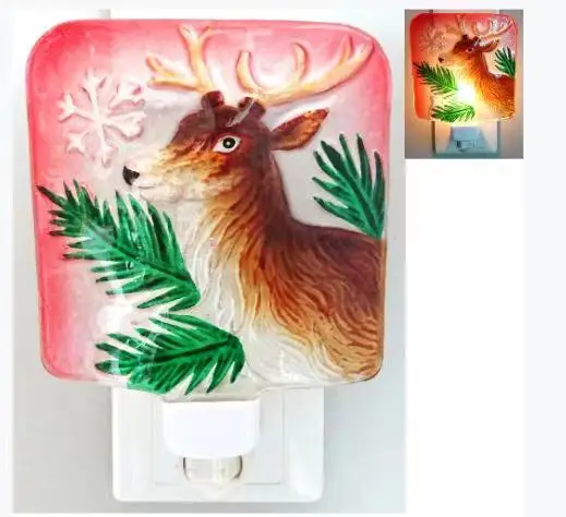 Hand painted art Glass Plug in Energy Efficient Decorative Socket Lamp Puzzled Night Light for Stairway Bedroom Bathroom Nursery