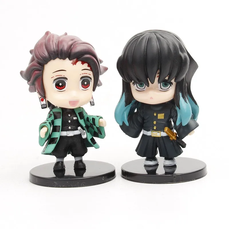 10pcs  Demon Slayer Kamado Tanjirou Ghost Killer Team Nine Pillars Q version Twisted Egg Figures Statues