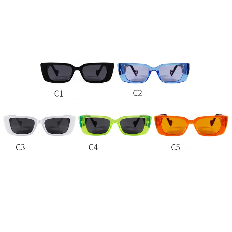 New INS Retro Harajuku Rectangular Glasses Hip Hop Disco Sunglasses Men Women Small Frame Sport Sunglasses