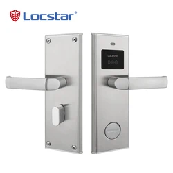 Locstar Digital Ic Card Hotel Fashion Key Safe Mortise Aluminium RFID Electronic Door Lock With Free Management Software System