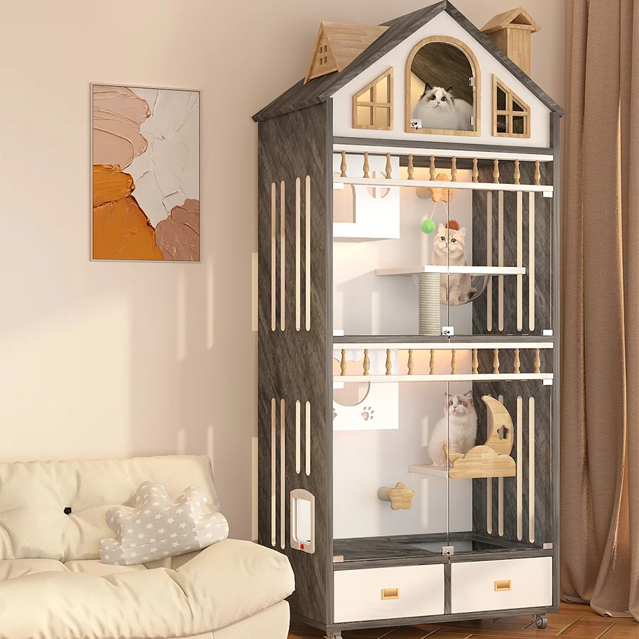 Pet house  cat bed indoor  cage small house large cat kennel solid wood house