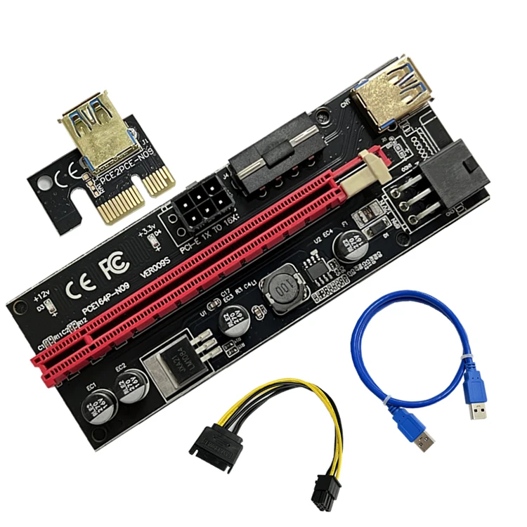 VER009S PCI-E 1X to 16X Card Extender Express Adapter USB 3.0 Cable Power gpu pci-e riser indicator light