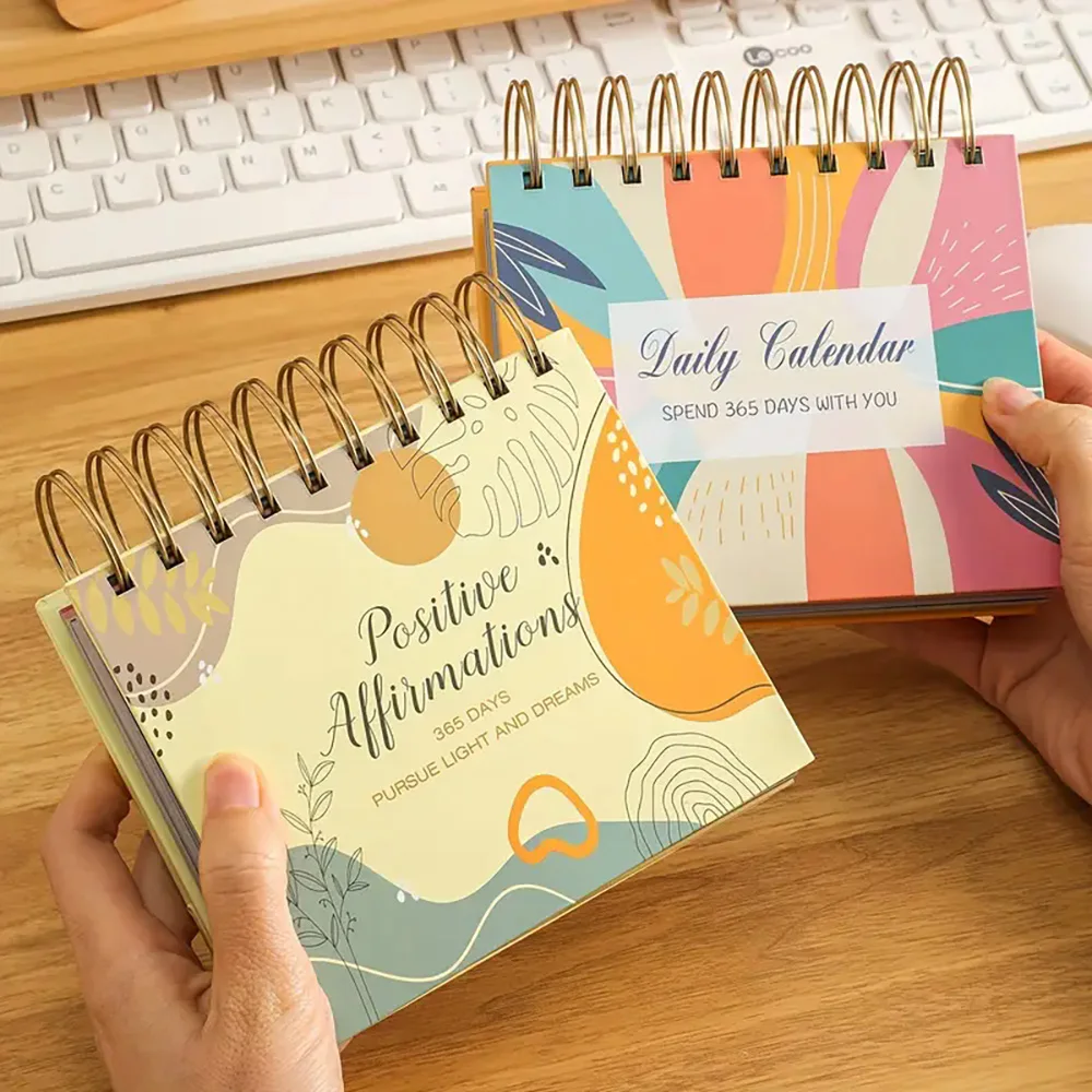 Factory Printing Wholesale Spiral Binding Paper Desktop Flip Calendar Monthly 365 Daily Office Table Calendar