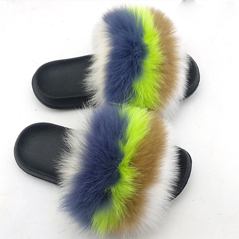 
Online Wholesale Pvc Sole Fur Slippers Fashion Sandals Women Real Fur Fluffy Slides indoor fur slippers 