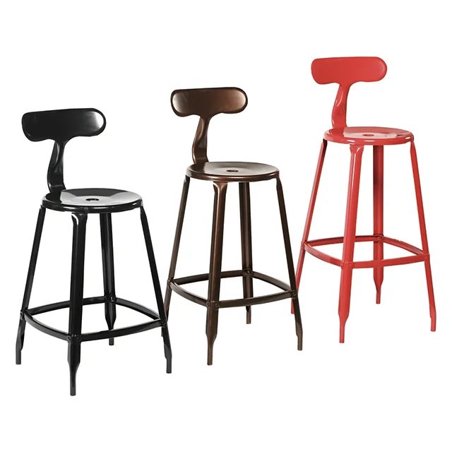 SEB New 2022 Metal Outdoor Stackable High Bar Chairs With Backrest For Restaurant Coffee Bar