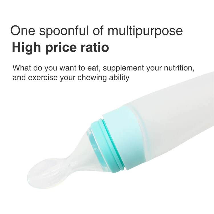 2020 Oem Bpa Free Silicone Food Feeding Supplies Squeeze Baby Spoon Bottle For Feeding