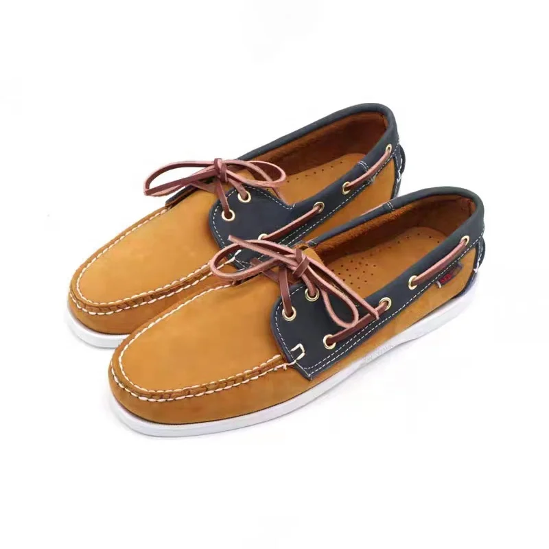 Portland Handsewn Waxed Leather Moccasins with Leather Sock Lining and Non-Marking, Slip-Resistant Rubber Outsoles Boat Shoes