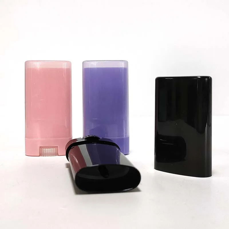 High quality plastic oval shape black twist up deodorant containers