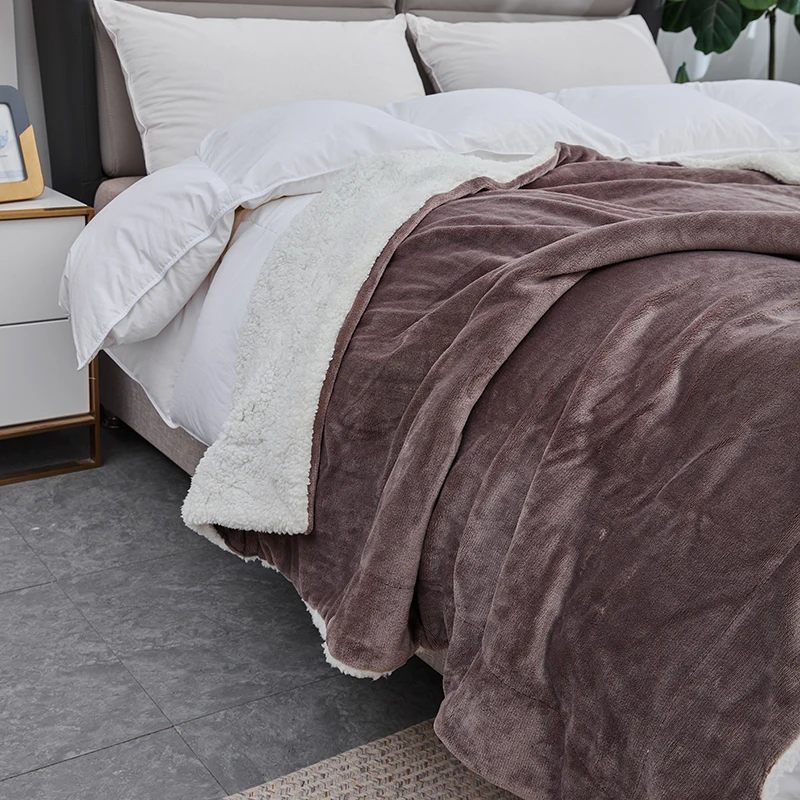 Customized Soft Warm Plaid Plush Lightweight Sherpa Fleece Throw Blanket