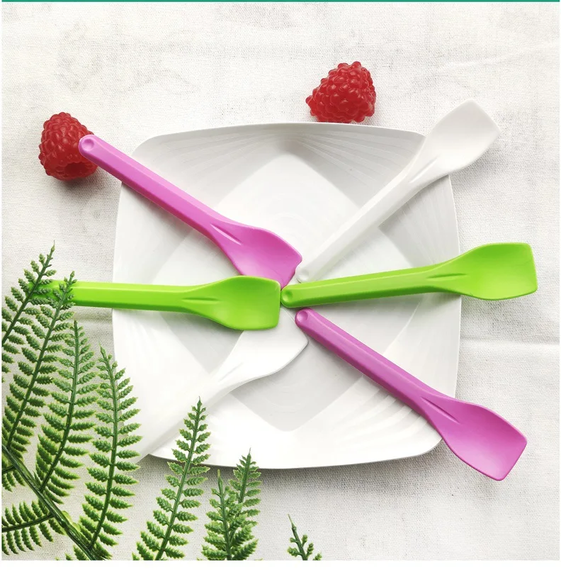 Wholesale Disposable 100% Compostable Corn Starch 6 Inch Icecream Spoon Plastic Mini Yogurt Ice Cream Scoop Cheese Spoon