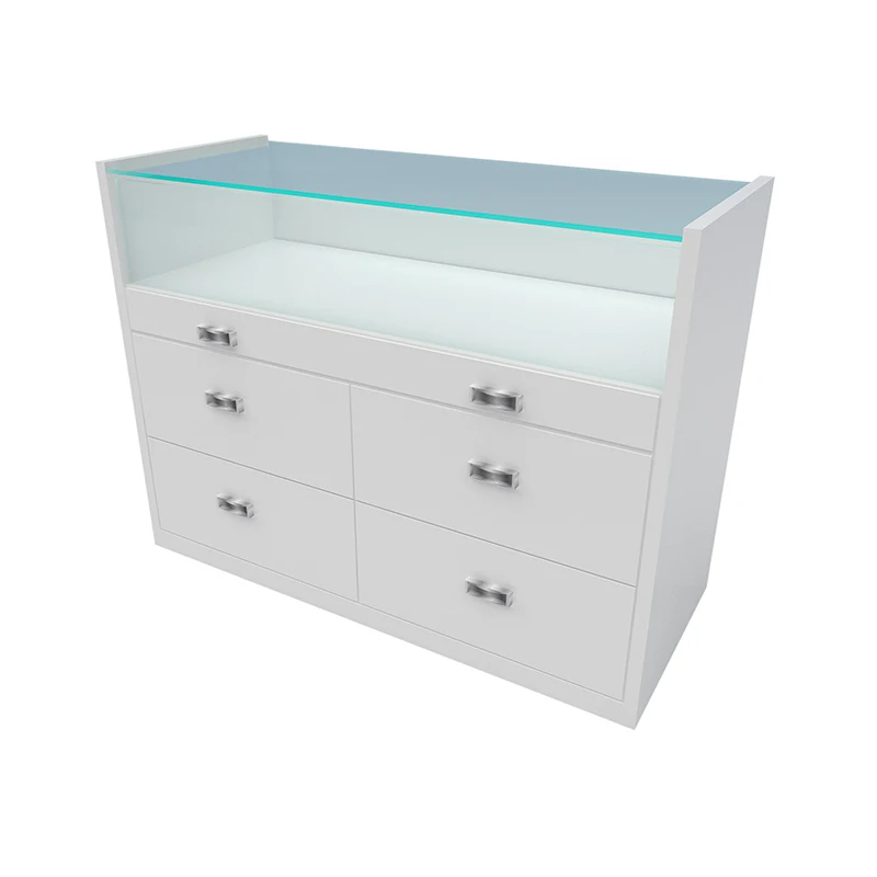 Factory checkout counter custom modern retail wooden boutique reception desk cashier cabinet table