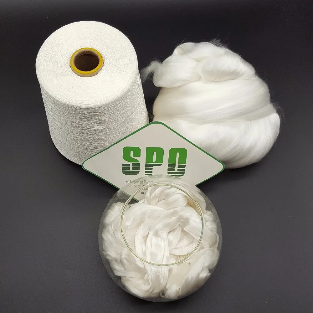 100 Pure Undyed Mulberry Silk Fiber Silk Tops Raw Material Blending with cashmere, wool and cotton for cut 3.8cm