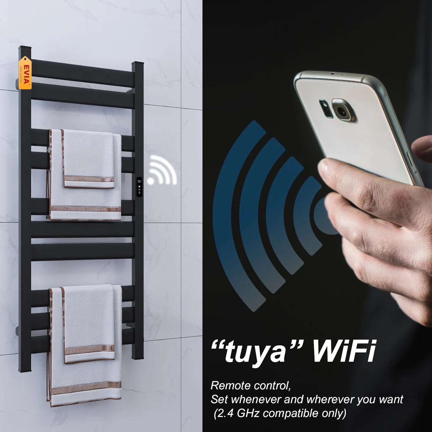 EVIA low noise thermostat customizable colors tuya kitchen disinfection Towel dryer