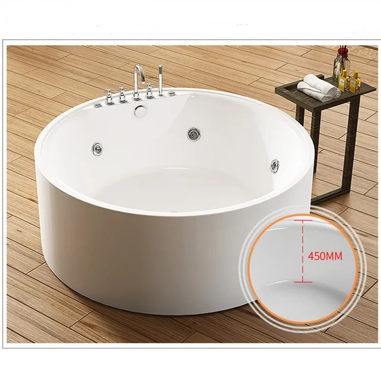 Round Acrylic Bathtub Whirlpool tub Higher bath tub Hotel Bathroom Customized Round Shaped Free Standing