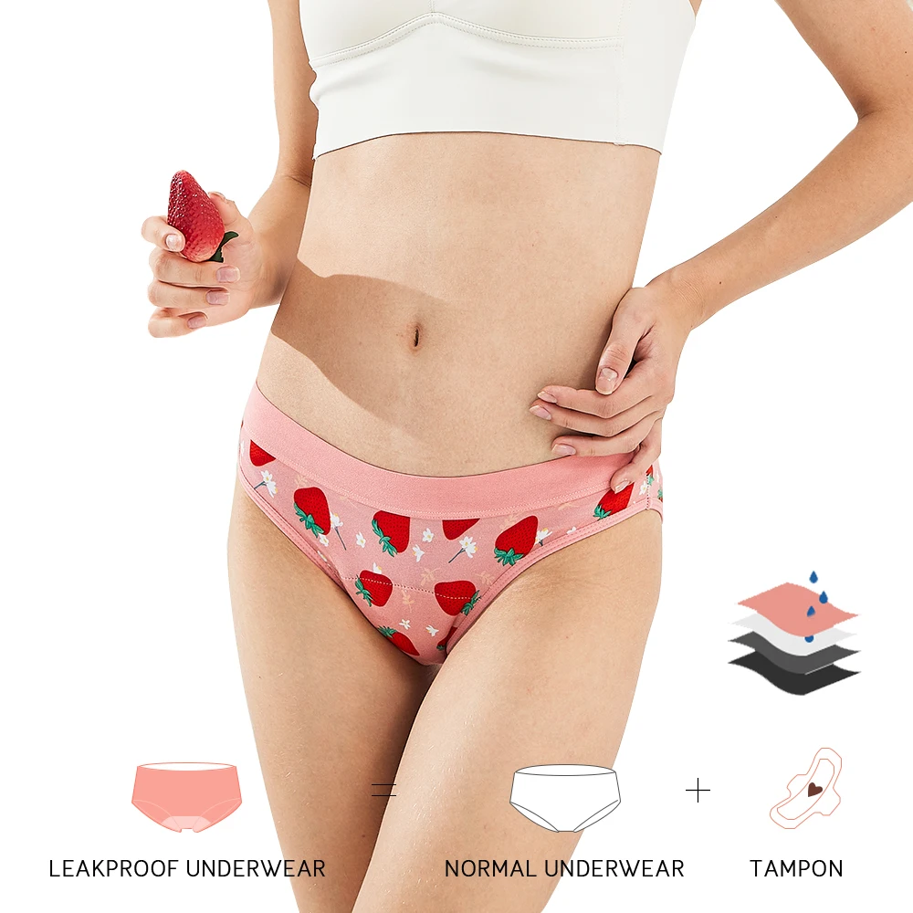 wholesales teen pink fruit print sanitary padsin panty menstrual period pantis younger menstrual