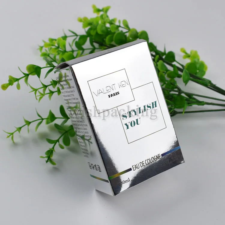 Изготовленная на заказ Серебряная бумажная коробка для упаковки парфюмерных коробок ухода за кожей коробки косметики с печатным тиснением