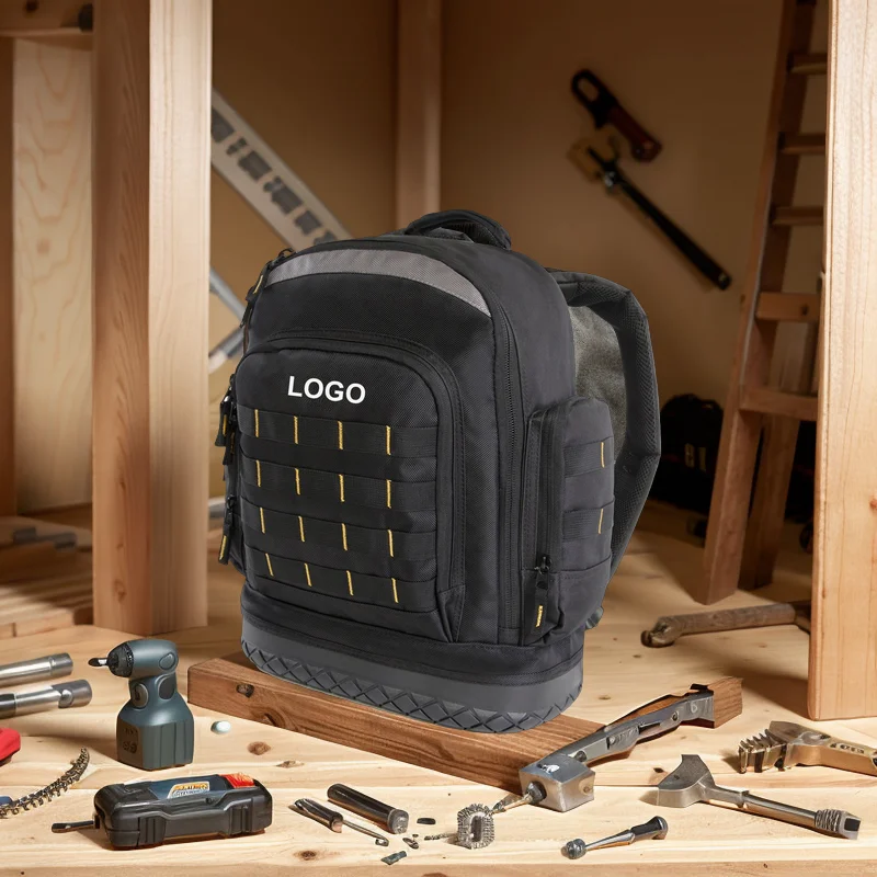 Large Capacity Tool Backpack Heavy Duty Worker Job Site Tools Bag for Electrician