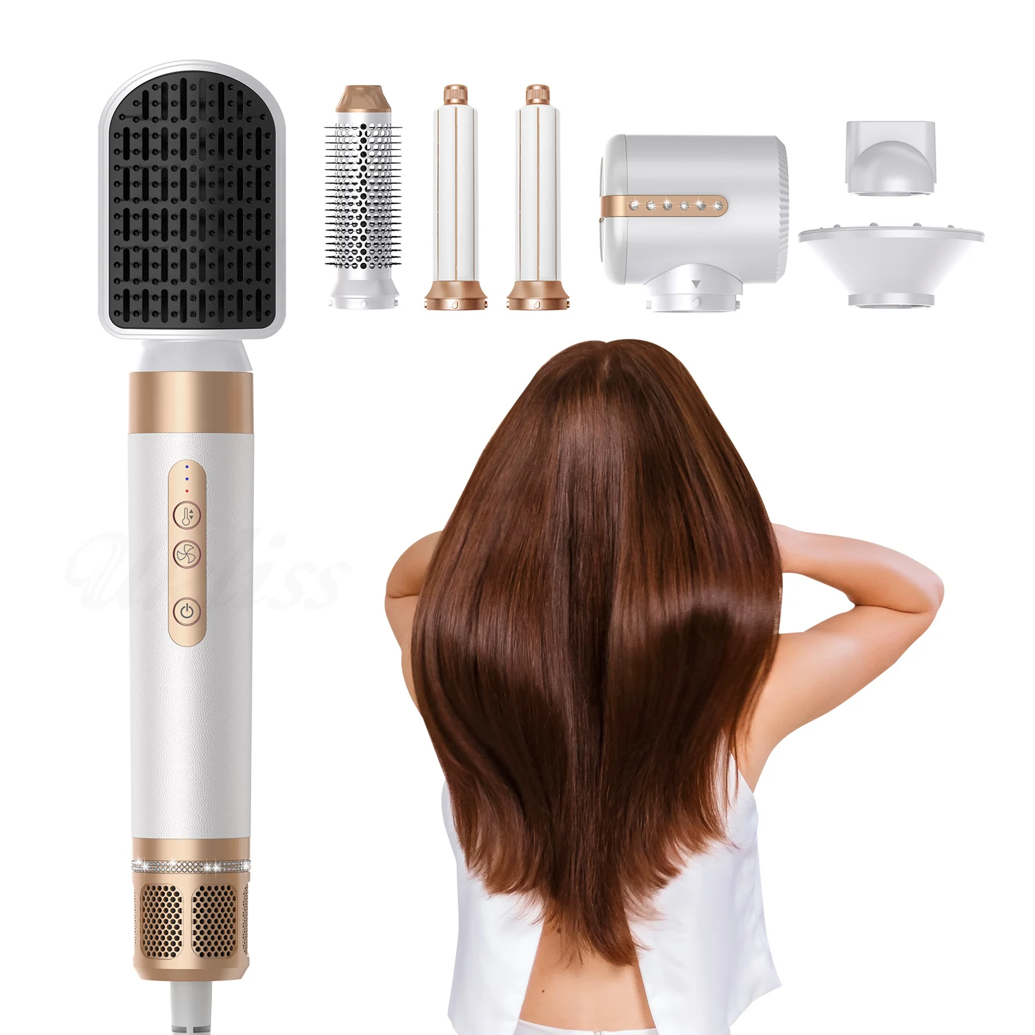 High Speed Personal Salon Hot Air Brush Electric Curling Wand Volumizer Blow Dryer Set 7 in 1 Set Wrap Air Styler