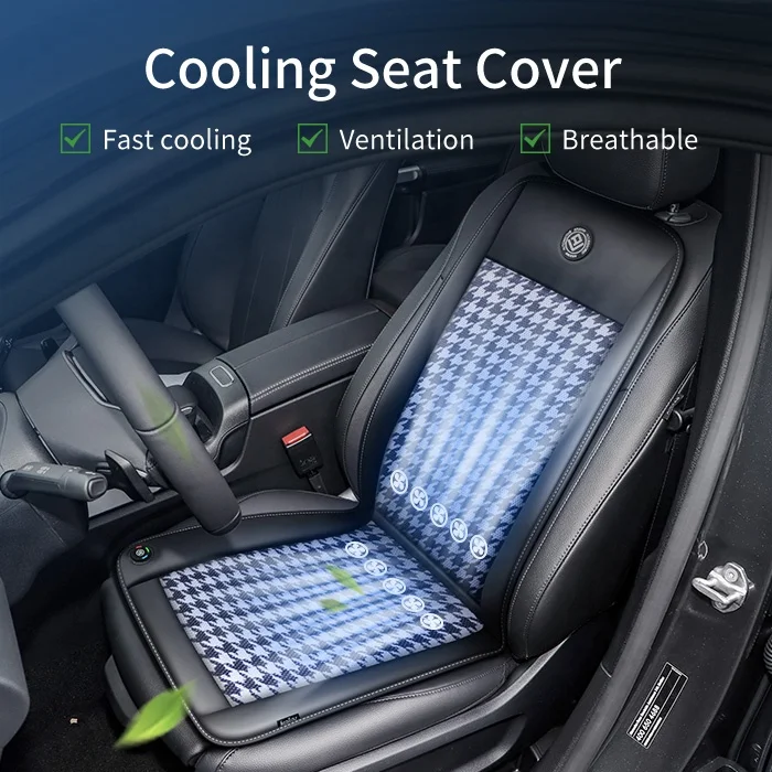 Anjuny OEM Custom Car Accessories Protector Universal	12V Cooling Seats Cushion Breathable Air Car Cushion Seat Cover