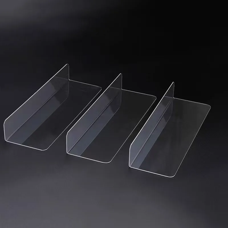L Shape Supermarket Acrylic Shelf Separator Shelf Display Segregator Shelf Display Divider