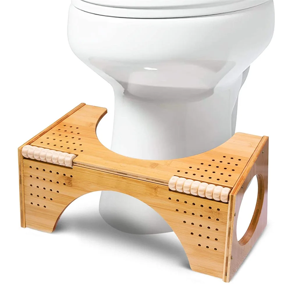 Premium Bamboo Foldable Squatty Potty Step Simple Bathroom Toilet Squatting Poop Stool for Adults Children Kids