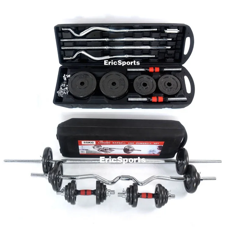 Manufacture Free  Gym Fitness  Equipment 55KG Adjustable Black weight lifting Dumbbell Set