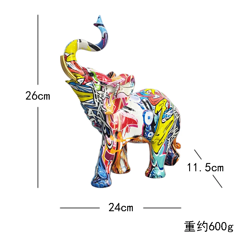 Beautiful High Quality Transfer Printing Animal Figurines Statue Home Decoration in Resin Elephant