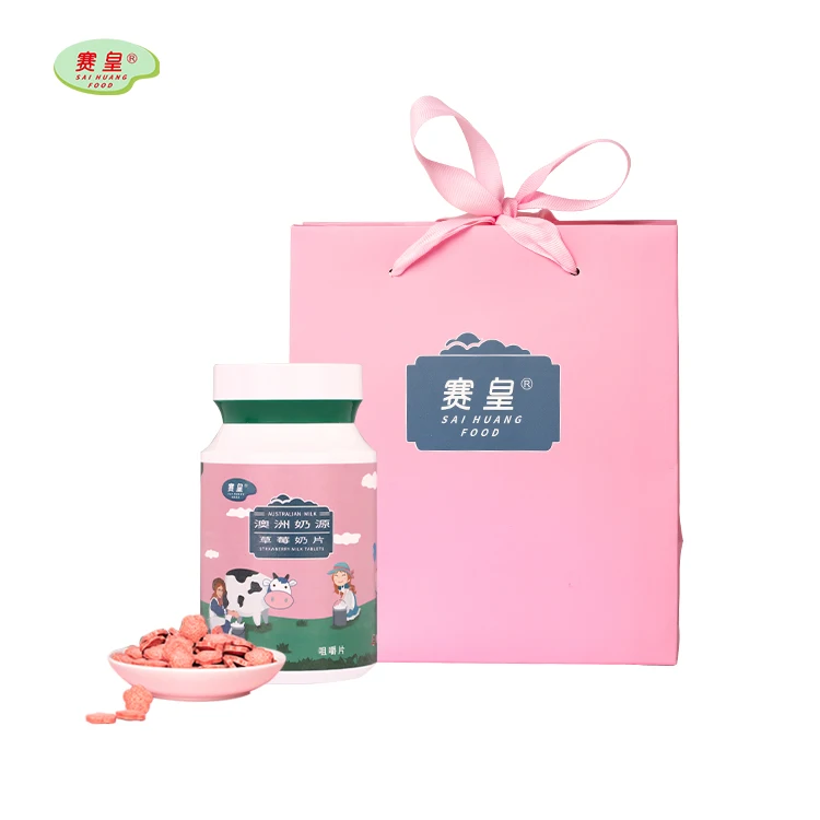 
supplementary dry milk powder candy tablet and sweets cow milk calcium chewy cube candy tablet health food in bottle 