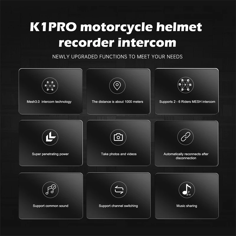 EJEAS K1 series full duplex 1000M camera intercomunicador para motocicleta motorcycle bluetooth MESH helmet intercom