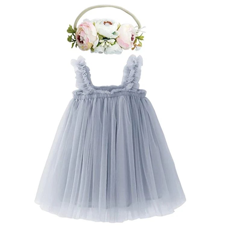 Lavender Solid Color Layered Tulle Tutu Dress for 12 months Baby Toddler Kids Girls Birthday Wedding flower dress with headband