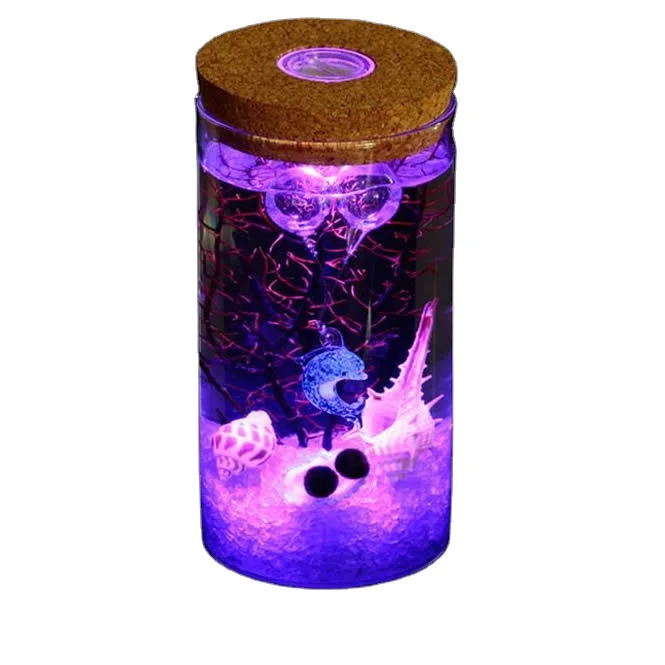 Стеклянная ваза с подсветкой, цилиндрическая пробка, микро-ландшафт с подсветкой, стеклянный контейнер для цветов, шар из морских водорослей, стеклянный контейнер для цветов
