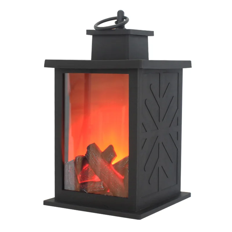 Fire Flame Lights Halloween Lantern Flame Lamp Realistic Flashing Flame Lamp Stylish Retro Fireplace Lamp Portable Lantern