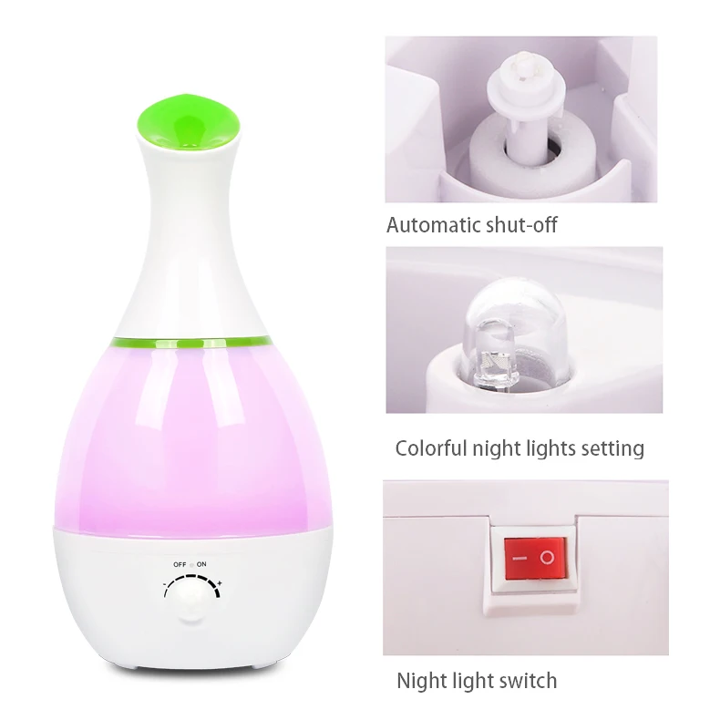 3L large capacity water tank flower vase design ultrasonic air humidifier 7 Color LED