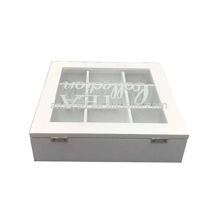 Wooden Nine-Pack Tea Packaging Box With Transparent Lid