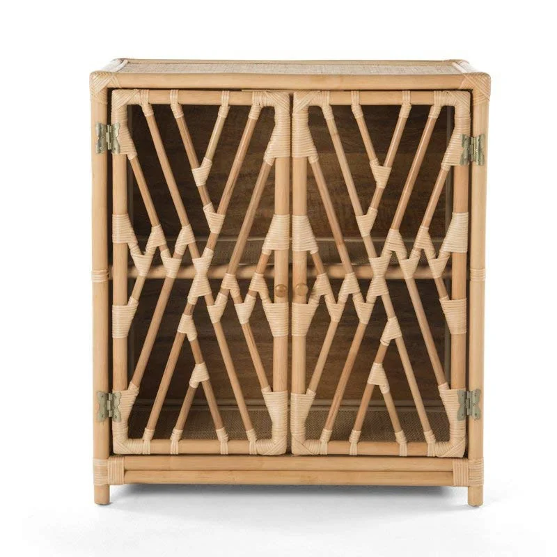 
New Balcony Kitchen Nordic Furnishings Wooden Storage Cabinet Rattan Sideboard 