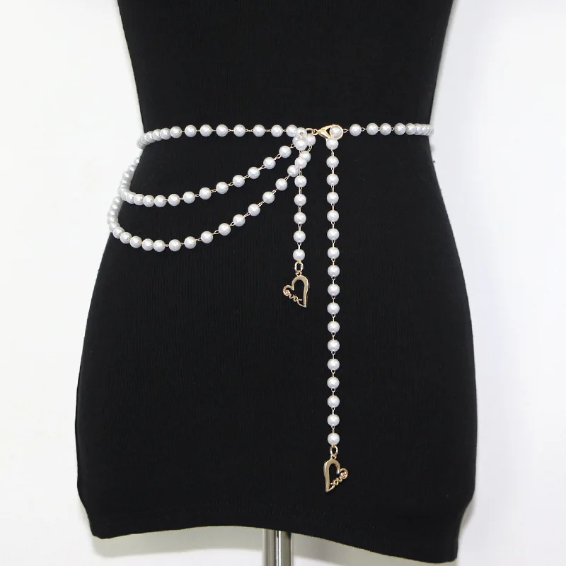 Wholesale Body Chain Pearl Waist Chain Jumper Chain Metal Accessory Belt Decoration Waist Closure Female