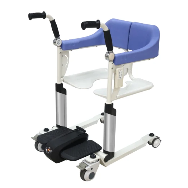 
2021 New Design multi functional Height-Adjustable Moving Chair Transfer Wheelchair with Electric Motor and Commode Waterproof 