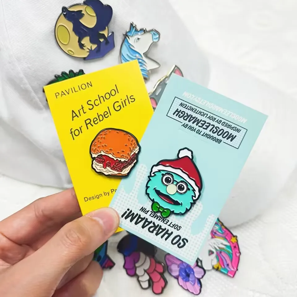 Smooth Hard Enamel Pin Custom Hat Lapel Pin Badge Embossed Cartoon Pattern Soft Enamel Pin with Custom Back Card for Decoration