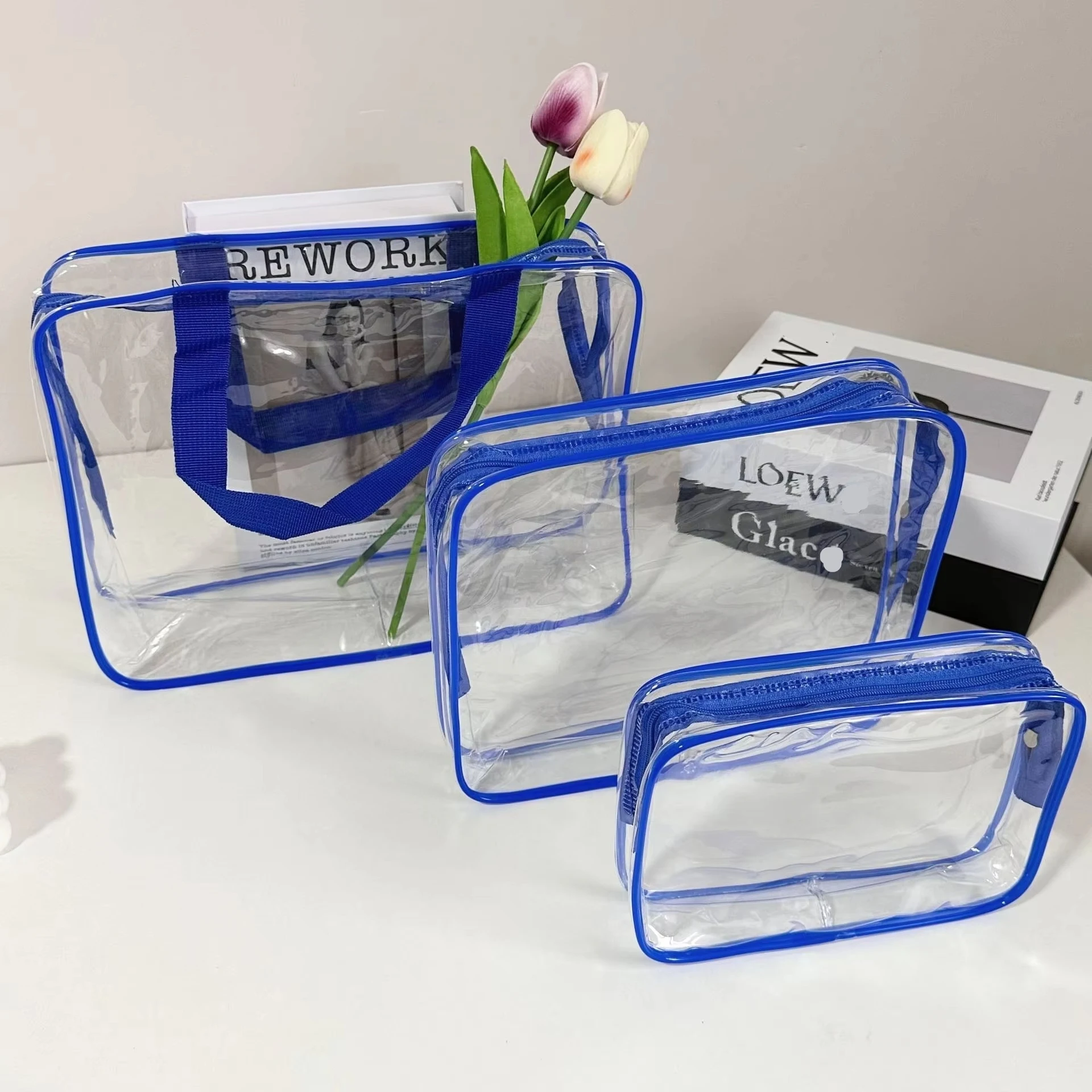 Custom Size Logo Soft Plastic Makeup Zipper Bag Shoe Storage Waterproof Packaging Eva Bag Pvc Zipper Bag