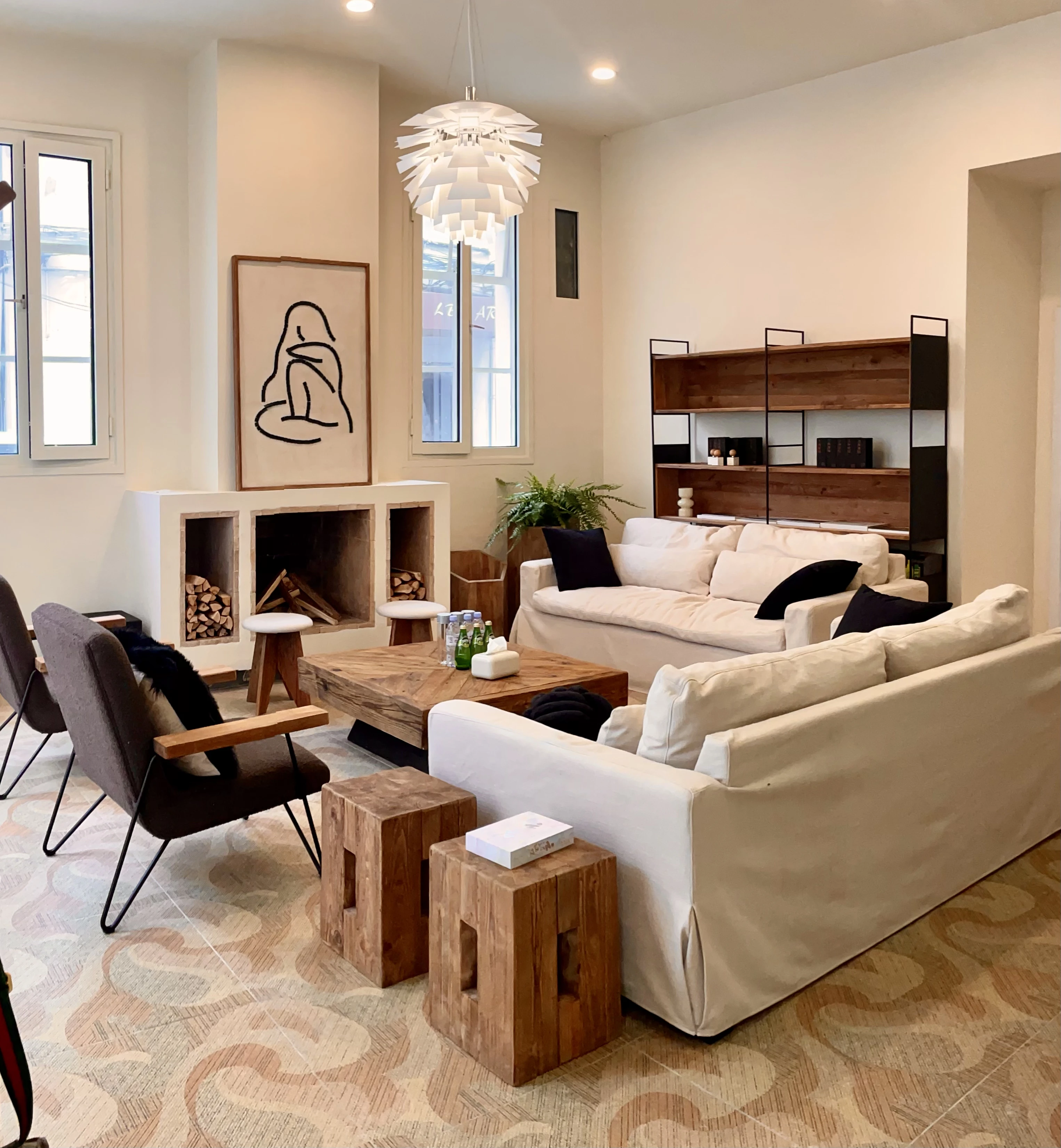 Cheap price solid wood furniture wholesale living room  recycled wood ottoman stool