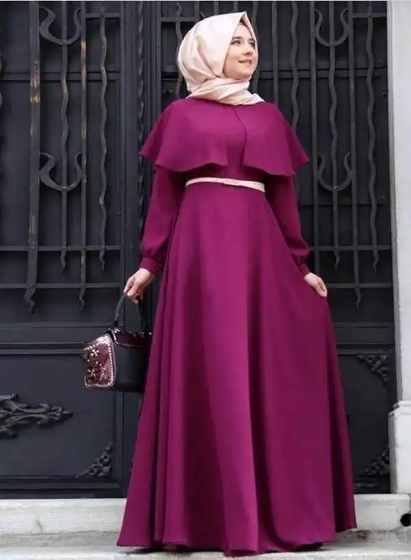Kai Chen 2021 Islamic Clothing Prayer Muslim Long Sleeve Solid Color Elegant Ethnic Cape Dress