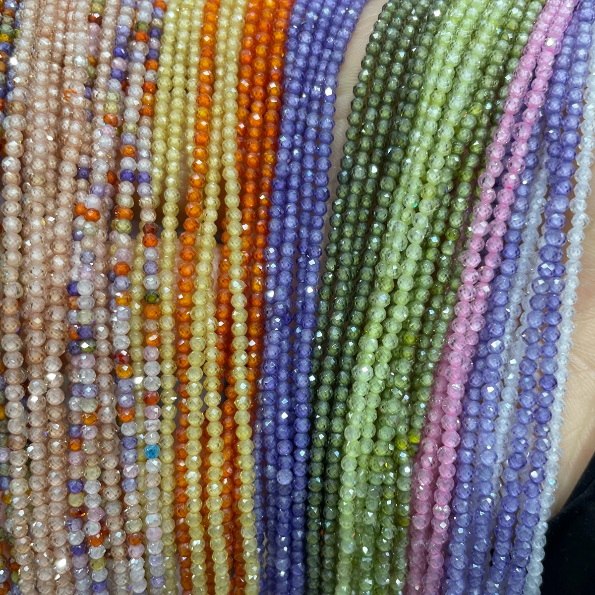 2mm 3mm  Shinning Faceted Zircon Loose Beads Strand Material For DIY Making Jewelry Bracelet Necklace Beads & Accessories