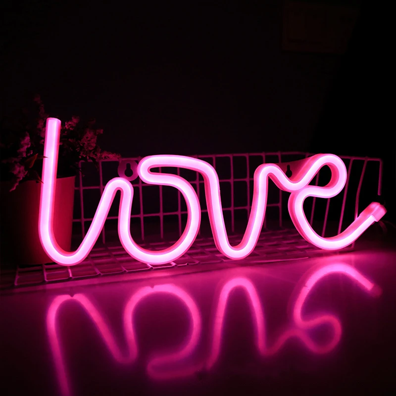 Led Neon Sign Confession Romantic Decoration Love Shape Night Light Wedding Party Props