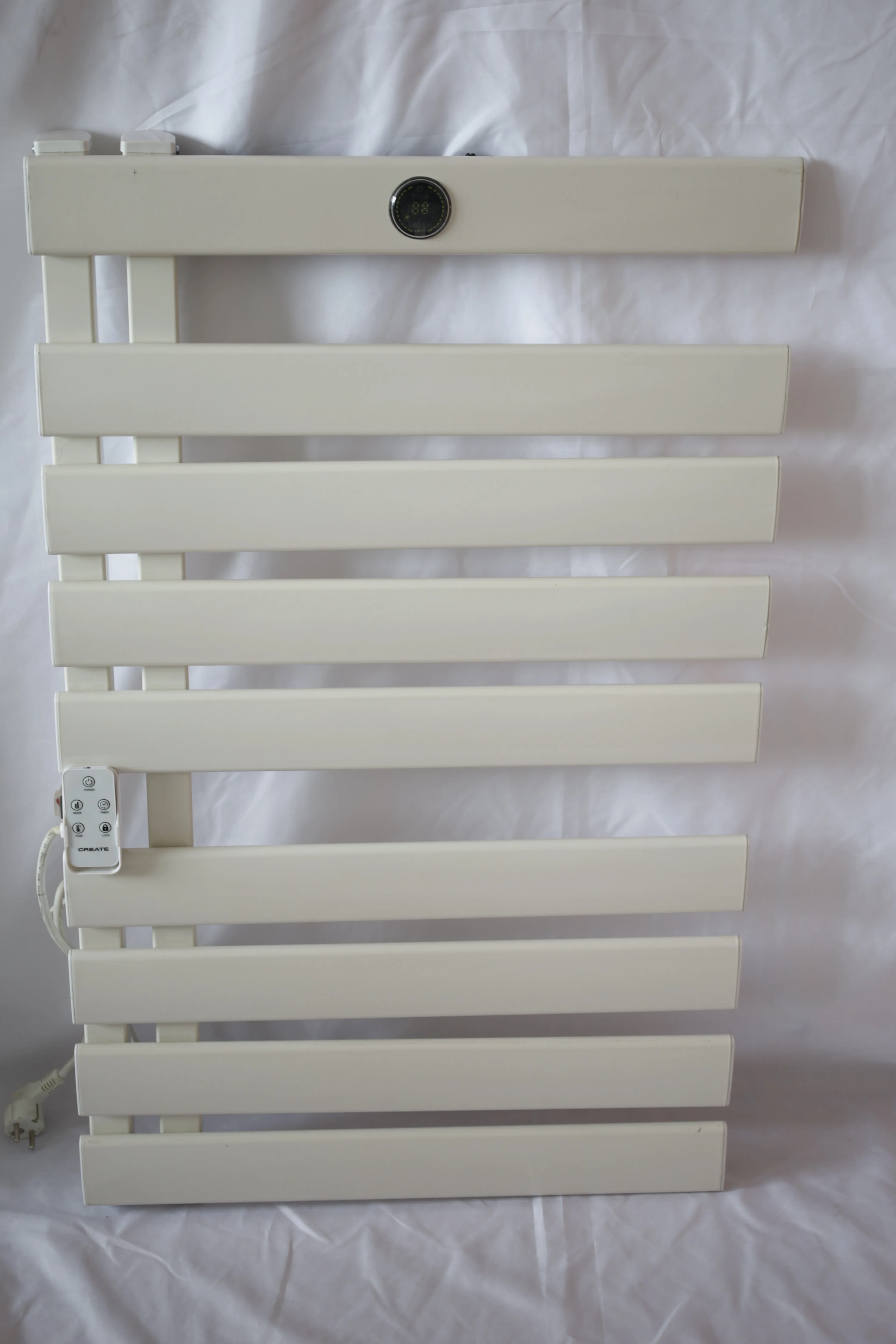 Home white black electric heated aluminum spray paint towel warmer heater rack LED screen